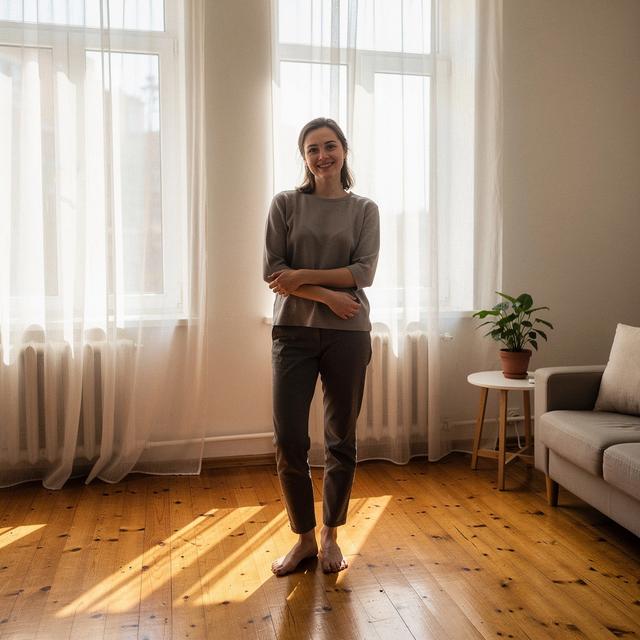 Olena Marchenko, a CityNest Realty client, at home in her new Kyiv apartment